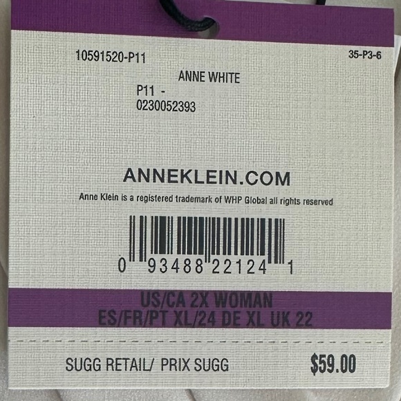 Anne Klein Triple Pleat V-Neck Sleeveless Top/Shell White Neutral Size 2X NWT - Picture 7 of 15